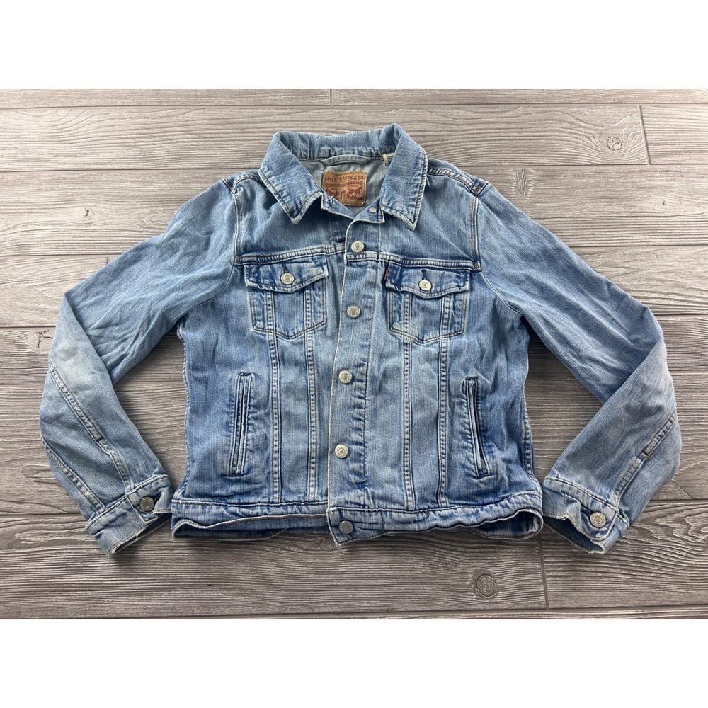 Levis Womens Light Wash Denim Trucker Jacket Size Large Cotton Blend Blue